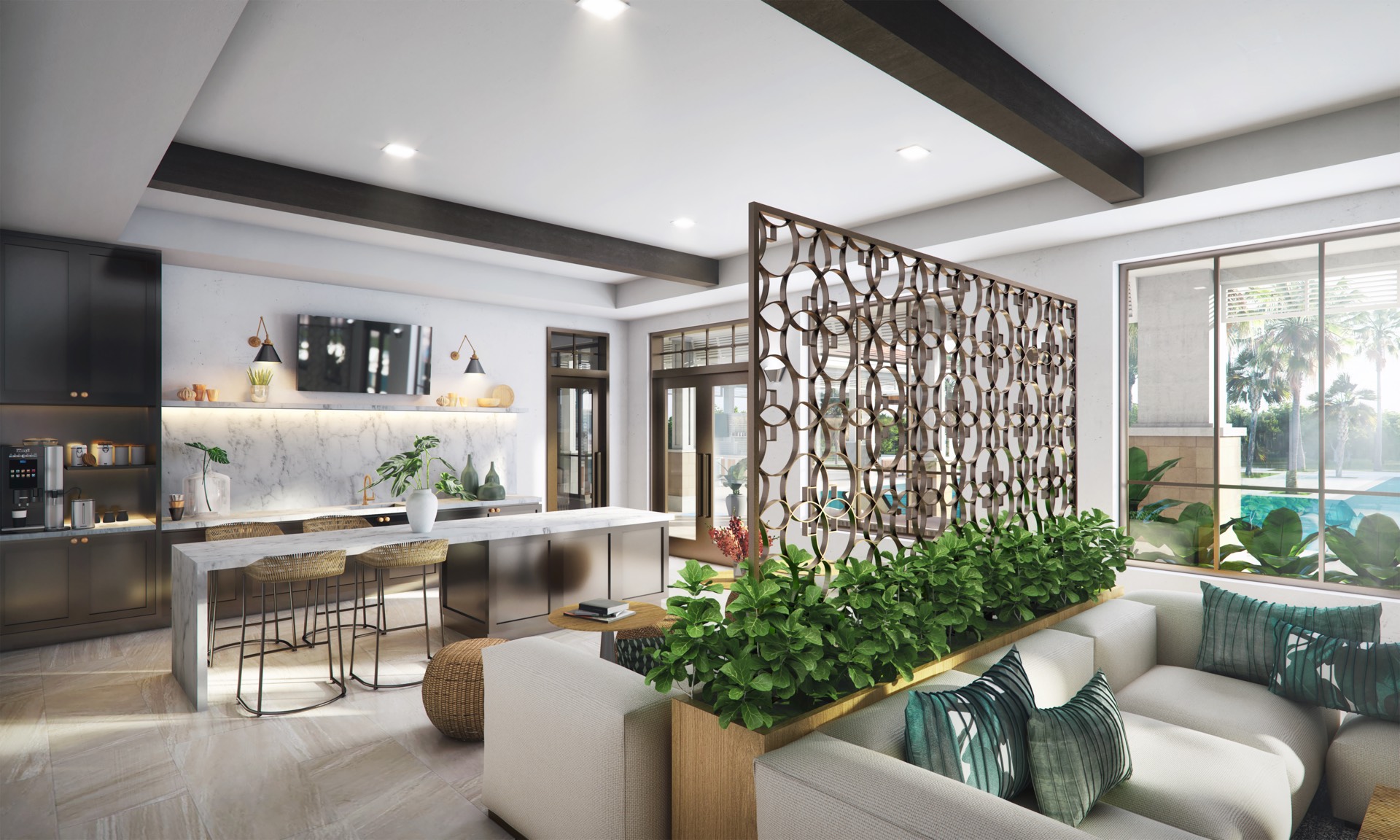 A lounge space in Savio's clubhouse